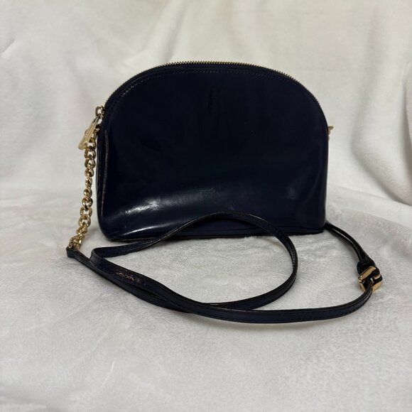 Michael Kors Medium Emmy Crossbody Midnight Blue Patent Finish Gold Hardware - Picture 5 of 14
